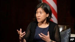 美国贸易代表戴琪2022年5月22日在泰国曼谷接受美联社的采访。(美联社照)