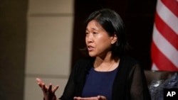 资料照:美国贸易代表戴琪接受媒体采访。