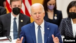 美国总统拜登2022年5月24日在四方机制峰会上发言。(路透社)