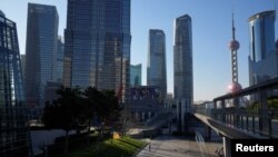 上海陆家嘴金融区因疫情爆发而空荡荡。(2022年12月19日)