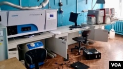 俄罗斯占领军撤走后,2022年4月5日看到的乌克兰切尔诺贝利“生态中心”核实验室的状况。(照片由叶夫根尼·克拉马连科提供)