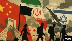 在以色列与伊朗的空中交火持续之际,中国人撤出伊朗和以色列的示意图。