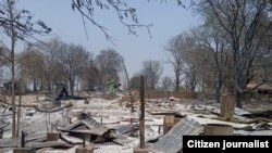 မကွေးတိုင်း ပေါက်မြို့နယ်မှာ စစ်ကောင်စီတပ်ရဲ့ နယ်မြေရှင်းလင်းမှုအတွင်း ကျေးရွာနေအိမ် ၃၆၄ လုံး မီးလောင်ကျွမ်းခဲ့ ( Photo : CJ ) 