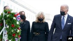 美国总统拜登和副总统哈里斯共同出席五角大楼的9/11恐怖攻击20周年的纪念活动(2021年9月11日)