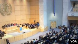 世界卫生大会会场(翻拍自世卫官网)