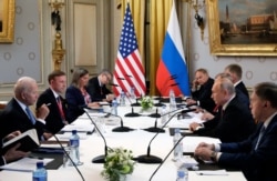 U.S. President Joe Biden and Russia's President Vladimir Putin meet for the U.S.-Russia summit at Villa La Grange in Geneva, Switzerland, June 16, 2021.