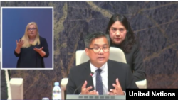 မသန်စွမ်းသူများအရေး ကုလသမဂ္ဂ ဂျနီဗာရုံးချုပ်ရဲ့ မြန်မာအမြဲတမ်းကိုယ်စားလှယ် သံအမတ်ကြီး ဦးကျော်မိုးထွန်းက တင်ပြ