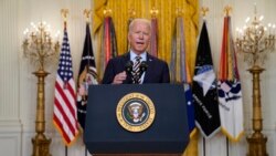 美国总统拜登 2021年7月8日在白宫东厅就美国从阿富汗撤军一事发表讲话。