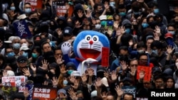 香港民众举行元旦大游行。(2020年1月1日)