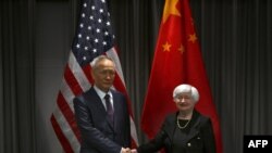 美国财长耶伦与中国副总理刘鹤在苏黎世举行会谈。(2023年1月18日)