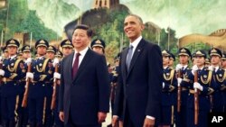 中国国家主席习近平(左)和美国总统奥巴马(右)