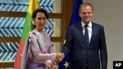 နိုင်ငံတော် အတိုင်ပင်ခံ ပုဂ္ဂိုလ် ဒေါ်အောင်ဆန်းစုကြည် ဥရောပ ကောင်စီ အကြီးအကဲနဲ့ တွေ့ဆုံ