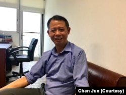 台湾大学政治系副教授陈世民。（陈筠摄）