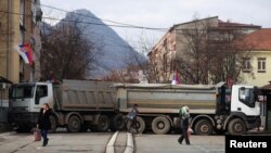 科索沃北部地区被封锁的道路(2022年12月28日)