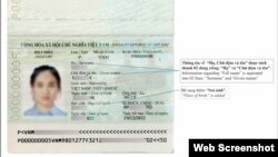 Mẫu hộ chiếu có ghi "Nơi sinh" của Việt Nam, áp dụng từ ngày 1/1/2023. Photo Bo Cong an.
