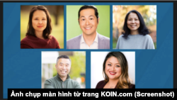 Từ trái qua phải: hàng trên là Khanh Pham, Hai Pham, Thuy Tran; hàng dưới là Daniel Nguyen và Hoa Nguyen (Ảnh chụp màn hình KOIN.com