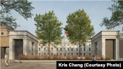 规划中的中国驻英大使馆新址电脑合成样貌。 (图片来源:伦敦自治城镇塔村(Tower Hamlets)区议会会议文件)