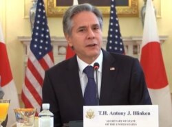 美国国务卿布林肯(Antony Blinken)7月29日出席“美日经济政策磋商委员会”的首次部长级会议(照片来源:视频截图)