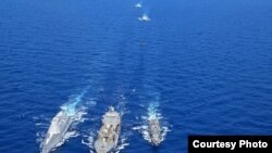 参加“环太军演”的多国军舰。(美国国防部国防视觉讯息传播服务提供)