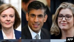 (ဝဲမှယာ) နိုင်ငံခြားရေးဝန်ကြီး Liz Truss၊ ဘဏ္ဍာရေးဝန်ကြီးဟောင်း Rishi Sunak၊ ဗြိတိန်နိုင်ငံတကာဖွံ့ဖြိုးရေး၊ အမျိုးသမီးနဲ့တန်းတူညီမျှရေးဆိုင်ရာ ဝန်ကြီး Penny Mordaunt