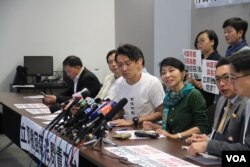 2019年6月10日民阵记者会要求撤回《逃犯条例》修法以及林郑月娥下台。 (美国之音记者申华 拍摄