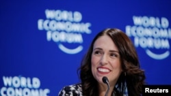 新西兰总理阿德恩2019年1月22日出席世界经济论坛(路透社)