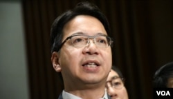 香港民主派会议召集人莫乃光。 (美国之音汤惠芸)