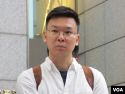 台湾太阳花学运领袖林飞帆2019年6月10日出席声援香港的活动 (美国之音张永泰拍摄)