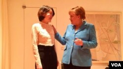 德国总理默克尔在北京会见人权律师王全璋的妻子李文足等709维权人士。(李文足脸书图片)