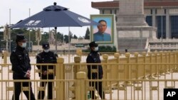 以防疫为名管制严密的天安门广场。(2022年4月28日)