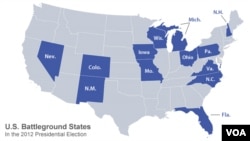 U.S. battleground states in the 2012 presidential election