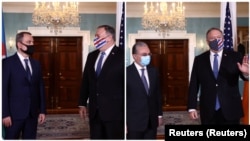 在纳卡冲突之际,美国国务卿蓬佩奥在国务院分别会晤亚美尼亚外长姆纳察卡尼扬与阿塞拜疆外长巴伊拉莫夫。