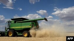 资料照:澳大利亚一家农场正在收获大麦。