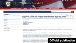 EU နဲ့ ကနေဒါ မြန်မာအပေါ် ဒဏ်ခတ်မှု အမေရိကန်ကြိုဆို ( State Department)