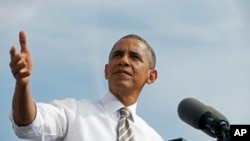 2013年10月3日,美国总统奥巴马在马里兰州发表讲话的照片。