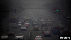 2013年1月29日,北京的严重雾霾。