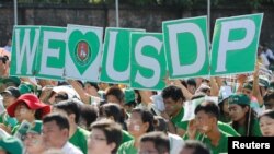 USDP ပြည်ခိုင်ဖြိုးပါတီ ထောက်ခံသူများရဲ့ မဲဆွယ်စည်းရုံးပွဲမြင်ကွင်း။ (အောက်တိုဘာ ၂၉၊ ၂၀၁၈)