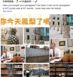 美国在台协会(AIT)在脸书页面发帖挺台湾凤梨。