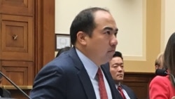 美国霍夫斯特拉大学法学院宪法教授古举伦2018年4月17日参加国会听证会(美国之音钟辰芳拍摄)