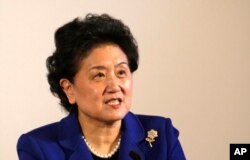 中国副总理刘延东2013年访美时在芝加哥大学讲话(资料照)