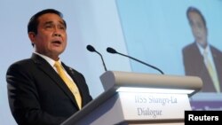 ဒေသတွင်း လုံခြုံရေးထိပ်သီးအစည်းဝေး မှာ မိန့်ခွန်းပြောနေတဲ့ Prayuth Chan-ocha။ (ဇွန် ၃၊ ၂၀၁၆)