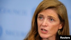 FILE - U.S. Ambassador to the United Nations Samantha Power