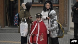 中国北京街头一景。(法新社2024年1月17日)