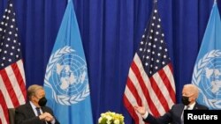 联合国秘书长古特雷斯(Antonio Guterres,左)2021年9月20日在纽约与美国总统拜登会晤(路透社)