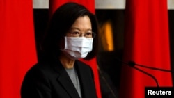 2022年12月26日,台湾总统蔡英文在陆海空军晋任将官勖勉典礼上致辞。