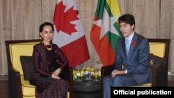 နိုင်ငံတော်အတိုင်ပင်ခံနဲ့ ကနေဒါဝန်ကြီးချုပေ်တွ့ဆုံ။