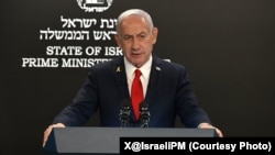2025年8月10日，以色列总理本雅明·内塔尼亚胡在总理府举行外国媒体新闻发布会。