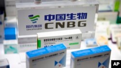 中国国药集团在中国国际服务贸易交易会上展示其研发的新冠疫苗。(2020年9月5日)