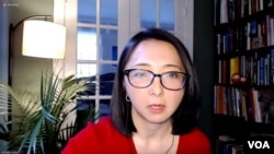 고토 시호코 월슨센터 동북아시아 선임연구원이 웨비나에서 발언하고 있다.