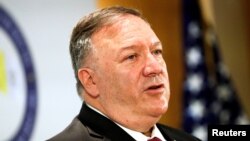 美国国务卿蓬佩奥2020年9月30日在梵蒂冈宗教自由会议上发言（路透社）